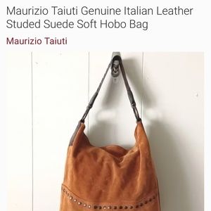 Maurizio Taiuti Genuine Italian Leather Studed Suede Soft Hobo Bag